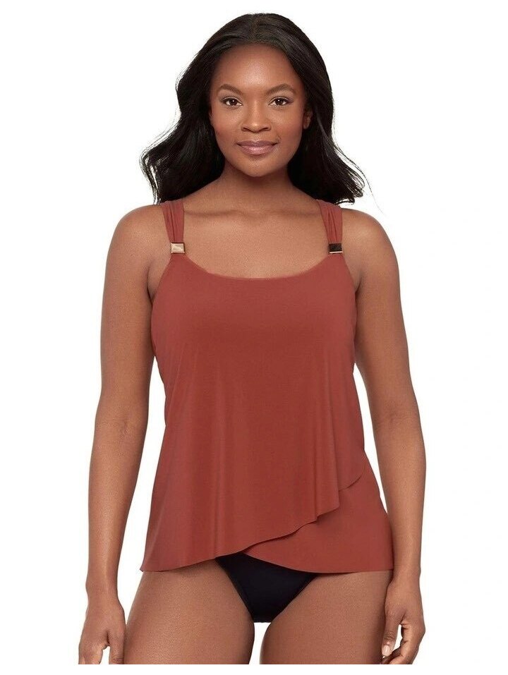 Miraclesuit Swim Dazzle Underwired Draped Tankini Top In Terra